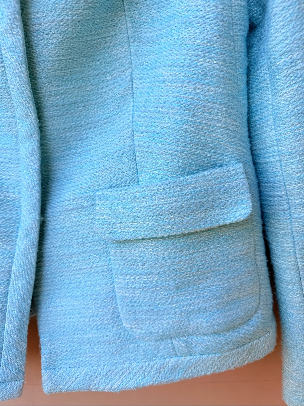 Talbots turquoise tweed hidden button blazer - Picture 4 of 8